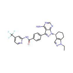 CCn1ncc2c1CCC[C@H]2n1nc(-c2ccc(C(=O)Nc3cc(C(F)(F)F)ccn3)cc2)c2c(N)ncnc21 ZINC000208790581