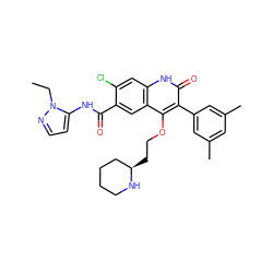 CCn1nccc1NC(=O)c1cc2c(OCC[C@@H]3CCCCN3)c(-c3cc(C)cc(C)c3)c(=O)[nH]c2cc1Cl ZINC000027518102