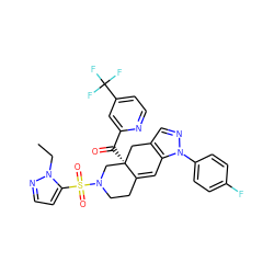 CCn1nccc1S(=O)(=O)N1CCC2=Cc3c(cnn3-c3ccc(F)cc3)C[C@]2(C(=O)c2cc(C(F)(F)F)ccn2)C1 ZINC000141883601