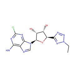 CCn1nnc([C@H]2O[C@@H](n3cnc4c(N)nc(Cl)nc43)[C@H](O)[C@@H]2O)n1 ZINC000149327972