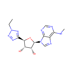 CCn1nnc([C@H]2O[C@@H](n3cnc4c(NC)ncnc43)[C@H](O)[C@@H]2O)n1 ZINC000299867151