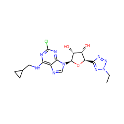 CCn1nnc([C@H]2O[C@@H](n3cnc4c(NCC5CC5)nc(Cl)nc43)[C@H](O)[C@@H]2O)n1 ZINC001772621353