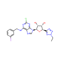 CCn1nnc([C@H]2O[C@@H](n3cnc4c(NCc5cccc(I)c5)nc(Cl)nc43)[C@H](O)[C@@H]2O)n1 ZINC001772632262