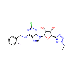 CCn1nnc([C@H]2O[C@@H](n3cnc4c(NCc5ccccc5I)nc(Cl)nc43)[C@H](O)[C@@H]2O)n1 ZINC000299865234