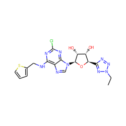 CCn1nnc([C@H]2O[C@@H](n3cnc4c(NCc5cccs5)nc(Cl)nc43)[C@H](O)[C@@H]2O)n1 ZINC001772644275