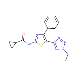 CCn1nnc(-c2sc(NC(=O)C3CC3)nc2-c2ccccc2)n1 ZINC000035899956