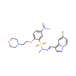 CN(/N=C/c1cnn2ccc(Br)cc12)S(=O)(=O)c1cc([N+](=O)[O-])ccc1OCCN1CCOCC1 ZINC000203909730