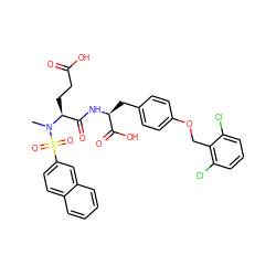 CN([C@@H](CCC(=O)O)C(=O)N[C@@H](Cc1ccc(OCc2c(Cl)cccc2Cl)cc1)C(=O)O)S(=O)(=O)c1ccc2ccccc2c1 ZINC000027309478