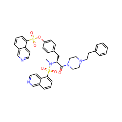 CN([C@@H](Cc1ccc(OS(=O)(=O)c2cccc3cnccc23)cc1)C(=O)N1CCN(CCc2ccccc2)CC1)S(=O)(=O)c1cccc2cnccc12 ZINC000095542803