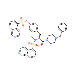 CN([C@@H](Cc1ccc(OS(=O)(=O)c2cccc3cnccc23)cc1)C(=O)N1CCN(Cc2ccccc2)CC1)S(=O)(=O)c1cccc2cnccc12 ZINC000028763284