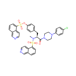 CN([C@@H](Cc1ccc(OS(=O)(=O)c2cccc3cnccc23)cc1)C(=O)N1CCN(c2ccc(Cl)cc2)CC1)S(=O)(=O)c1cccc2cnccc12 ZINC000095608325