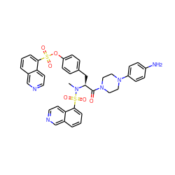 CN([C@@H](Cc1ccc(OS(=O)(=O)c2cccc3cnccc23)cc1)C(=O)N1CCN(c2ccc(N)cc2)CC1)S(=O)(=O)c1cccc2cnccc12 ZINC000095608640