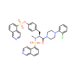 CN([C@@H](Cc1ccc(OS(=O)(=O)c2cccc3cnccc23)cc1)C(=O)N1CCN(c2ccccc2Cl)CC1)S(=O)(=O)c1cccc2cnccc12 ZINC000095608563