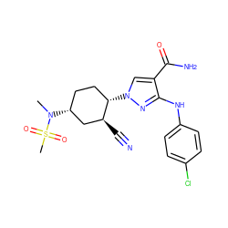 CN([C@@H]1CC[C@H](n2cc(C(N)=O)c(Nc3ccc(Cl)cc3)n2)[C@@H](C#N)C1)S(C)(=O)=O ZINC000222983191