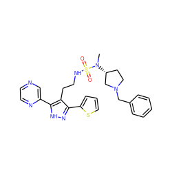 CN([C@@H]1CCN(Cc2ccccc2)C1)S(=O)(=O)NCCc1c(-c2cccs2)n[nH]c1-c1cnccn1 ZINC000072173406