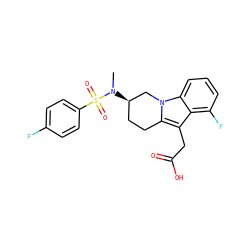 CN([C@@H]1CCc2c(CC(=O)O)c3c(F)cccc3n2C1)S(=O)(=O)c1ccc(F)cc1 ZINC000066100258