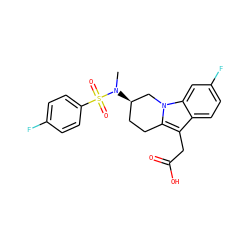 CN([C@@H]1CCc2c(CC(=O)O)c3ccc(F)cc3n2C1)S(=O)(=O)c1ccc(F)cc1 ZINC000066101604