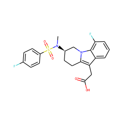 CN([C@@H]1CCc2c(CC(=O)O)c3cccc(F)c3n2C1)S(=O)(=O)c1ccc(F)cc1 ZINC000066111566