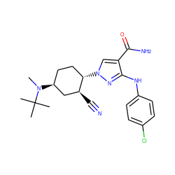 CN([C@H]1CC[C@H](n2cc(C(N)=O)c(Nc3ccc(Cl)cc3)n2)[C@@H](C#N)C1)C(C)(C)C ZINC000221863912