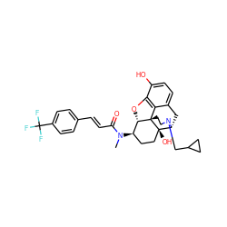 CN(C(=O)/C=C/c1ccc(C(F)(F)F)cc1)[C@@H]1CC[C@@]2(O)[C@H]3Cc4ccc(O)c5c4[C@@]2(CCN3CC2CC2)[C@H]1O5 ZINC000044359188