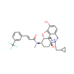 CN(C(=O)/C=C/c1cccc(C(F)(F)F)c1)[C@@H]1CC[C@@]2(O)[C@H]3Cc4ccc(O)c5c4[C@@]2(CCN3CC2CC2)[C@H]1O5 ZINC000003932841