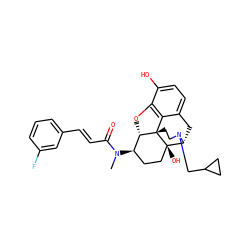 CN(C(=O)/C=C/c1cccc(F)c1)[C@@H]1CC[C@@]2(O)[C@H]3Cc4ccc(O)c5c4[C@@]2(CCN3CC2CC2)[C@H]1O5 ZINC000040421668