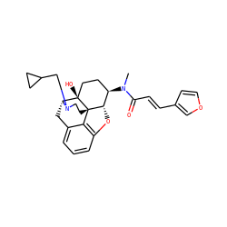 CN(C(=O)/C=C/c1ccoc1)[C@@H]1CC[C@@]2(O)[C@H]3Cc4cccc5c4[C@@]2(CCN3CC2CC2)[C@H]1O5 ZINC000040420881