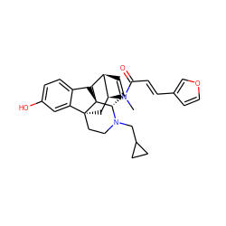 CN(C(=O)/C=C/c1ccoc1)[C@H]1C[C@@]23CCN(CC4CC4)[C@H]4C=C[C@@H]1C[C@]42Cc1ccc(O)cc13 ZINC000473117436