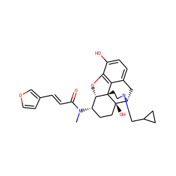 CN(C(=O)/C=C/c1ccoc1)[C@H]1CC[C@@]2(O)[C@H]3Cc4ccc(O)c5c4[C@@]2(CCN3CC2CC2)[C@H]1O5 ZINC000042878576