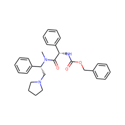 CN(C(=O)[C@@H](NC(=O)OCc1ccccc1)c1ccccc1)[C@H](CN1CCCC1)c1ccccc1 ZINC000028124121