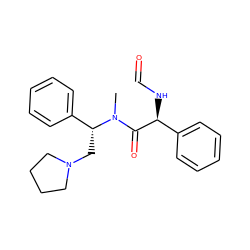 CN(C(=O)[C@@H](NC=O)c1ccccc1)[C@H](CN1CCCC1)c1ccccc1 ZINC000028134484