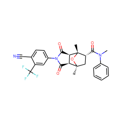CN(C(=O)[C@@H]1C[C@]2(C)O[C@]1(C)[C@@H]1C(=O)N(c3ccc(C#N)c(C(F)(F)F)c3)C(=O)[C@@H]12)c1ccccc1 ZINC000136215897