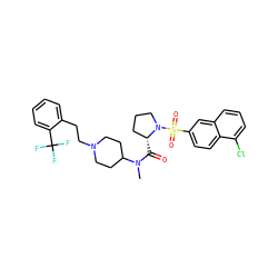 CN(C(=O)[C@@H]1CCCN1S(=O)(=O)c1ccc2c(Cl)cccc2c1)C1CCN(CCc2ccccc2C(F)(F)F)CC1 ZINC000028895561