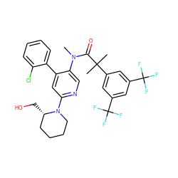 CN(C(=O)C(C)(C)c1cc(C(F)(F)F)cc(C(F)(F)F)c1)c1cnc(N2CCCC[C@@H]2CO)cc1-c1ccccc1Cl ZINC000049775711