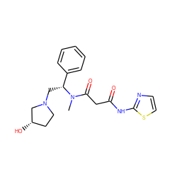 CN(C(=O)CC(=O)Nc1nccs1)[C@H](CN1CC[C@H](O)C1)c1ccccc1 ZINC000028704923