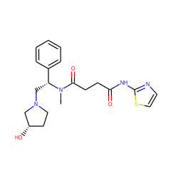 CN(C(=O)CCC(=O)Nc1nccs1)[C@H](CN1CC[C@H](O)C1)c1ccccc1 ZINC000028704927