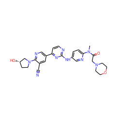 CN(C(=O)CN1CCOCC1)c1ccc(Nc2nccc(-c3cnc(N4CC[C@H](O)C4)c(C#N)c3)n2)cn1 ZINC000221031391