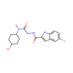 CN(C(=O)CNC(=O)c1cc2cc(Cl)ccc2[nH]1)C1CCC(O)CC1 ZINC000028124798