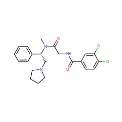 CN(C(=O)CNC(=O)c1ccc(Cl)c(Cl)c1)[C@H](CN1CCCC1)c1ccccc1 ZINC000028130115