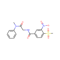 CN(C(=O)CNC(=O)c1ccc(S(C)(=O)=O)c([N+](=O)[O-])c1)c1ccccc1 ZINC000095603200