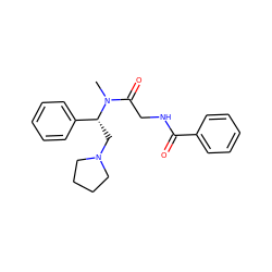 CN(C(=O)CNC(=O)c1ccccc1)[C@H](CN1CCCC1)c1ccccc1 ZINC000028130575