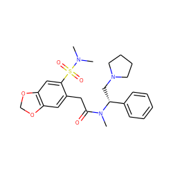 CN(C(=O)Cc1cc2c(cc1S(=O)(=O)N(C)C)OCO2)[C@H](CN1CCCC1)c1ccccc1 ZINC000029042790