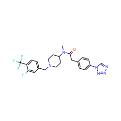 CN(C(=O)Cc1ccc(-n2cnnn2)cc1)C1CCN(Cc2ccc(C(F)(F)F)c(F)c2)CC1 ZINC000084633336