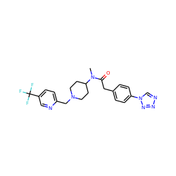 CN(C(=O)Cc1ccc(-n2cnnn2)cc1)C1CCN(Cc2ccc(C(F)(F)F)cn2)CC1 ZINC000084604673