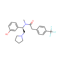 CN(C(=O)Cc1ccc(C(F)(F)F)cc1)[C@@H](CN1CCCC1)c1cccc(O)c1 ZINC000028332443