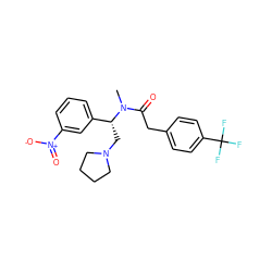 CN(C(=O)Cc1ccc(C(F)(F)F)cc1)[C@H](CN1CCCC1)c1cccc([N+](=O)[O-])c1 ZINC000028367991