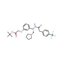 CN(C(=O)Cc1ccc(C(F)(F)F)cc1)[C@H](CN1CCCC1)c1cccc(OCC(=O)OC(C)(C)C)c1 ZINC000006718447