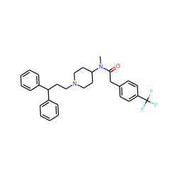 CN(C(=O)Cc1ccc(C(F)(F)F)cc1)C1CCN(CCC(c2ccccc2)c2ccccc2)CC1 ZINC000028348312