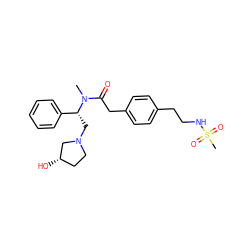 CN(C(=O)Cc1ccc(CCNS(C)(=O)=O)cc1)[C@H](CN1CC[C@H](O)C1)c1ccccc1 ZINC000013981149