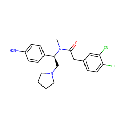 CN(C(=O)Cc1ccc(Cl)c(Cl)c1)[C@@H](CN1CCCC1)c1ccc(N)cc1 ZINC000013739975